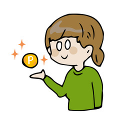 ポイントを貯める女性