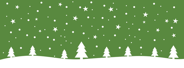Grüner Banner mit Schneelandschaft für Weihnachten