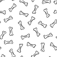 Seamless pattern with  bones. Hand drawn vector illustration on white background.