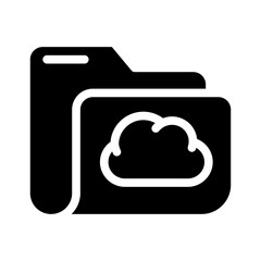 computer folder cloud storage glyph icon vector illustration