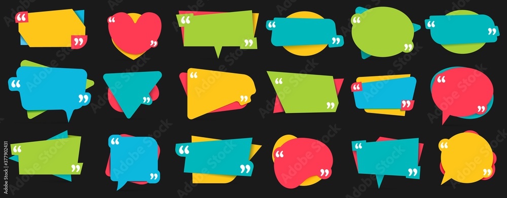 Poster quotes frames. vector text banner template for comment talk, frame remark and speech quotation messa