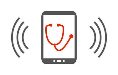 Stethoskop auf Smartphone - Handy sendet Daten vom Arzt oder Doktor