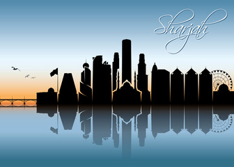 Sharjah skyline - United Arab Emirates - UAE - vector illustration
