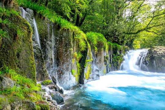 夏の菊池渓谷　黎明の滝　熊本県菊池市　Kikuchi Canyon in Summer Reimei Waterfall Kumamoto-ken Kikuchi city