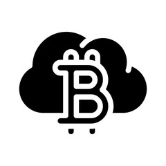 cloud mining glyph icon vector symbol illustration