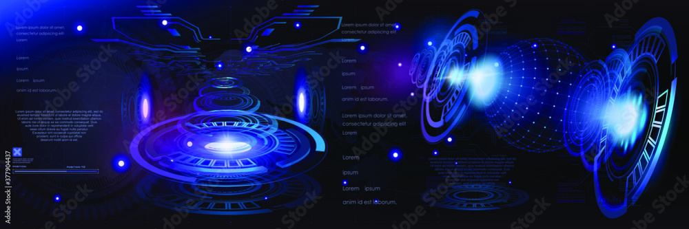 Poster futuristic abstract background of the hud user interface screen. innovation techno background. advan