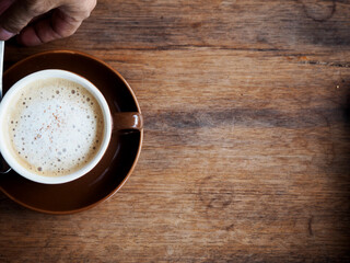 Latte coffee on wooden table ,Coffee CafÃ© on Relax time, Coffee Break