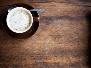 Latte coffee on wooden table ,Coffee CafÃ© on Relax time, Coffee Break