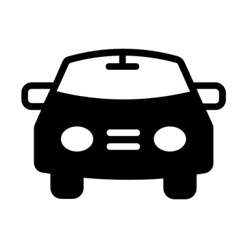 Simple Mini Sedan Red Car Front View Concept Vector Color Icon Design, Car Garage Symbol on white background, 