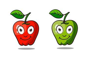 Reed and Green apple cartoon vector illustration.