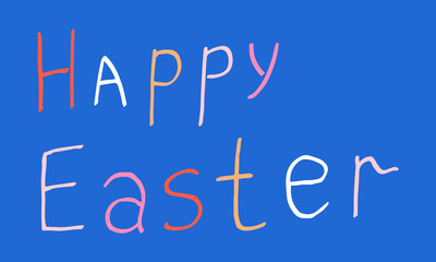 Happe Easter handlettering. Hand drawn vector illustration in doodle style. Festive text. Line art drawing