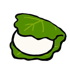 Illustration of Kashiwa mochi: Illustration like hand drawn illustration with ink and brush