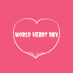 Fototapeta na wymiar world heart day banner or background with heart isoalted on pink layout.