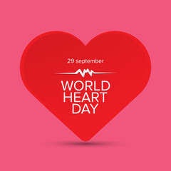 world heart day banner or background with heart isoalted on pink layout.