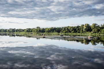 Fototapeta premium river landscape in the evening, Western Dvina,
