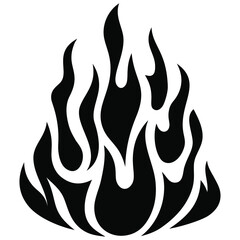 Fire flame icon. Black icon isolated on white background. Fire flame silhouette. Monochrome simple icon. 