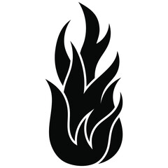 Fire flame icon. Black icon isolated on white background. Fire flame silhouette. Monochrome simple icon. 