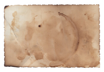 Old vintage texture retro paper with burned edges, stains and scratches background