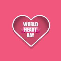 world heart day banner or background with heart isoalted on pink layout.
