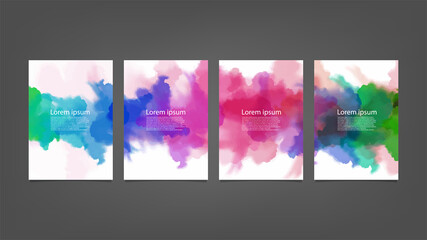 Set of colorful vector watercolor backgrounds for poster, brochure or flyer, Bundle of watercolor posters, flyers or cards. Banner template.
