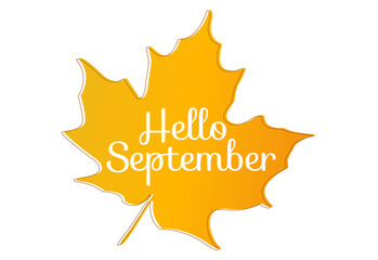 Hello September quote in orange maple leaf