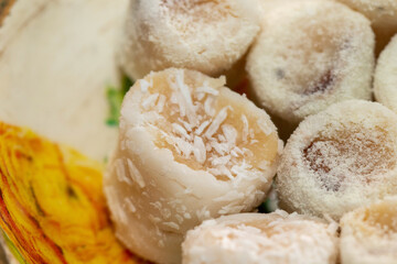 close up of coconut candy