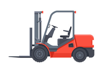 Forklift truck cartoon illustration - warehouse loader equipment diesel car