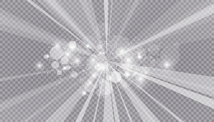 Glowing light effect with many glitter particles isolated on transparent background. Vector starry cloud with dust. Magic christmas decoration