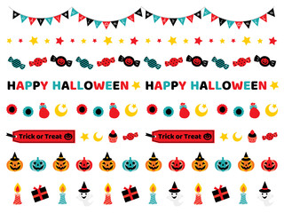 ハロウィンのジャック オ ランタンや風船やお菓子や幽霊のセットイラスト Balloon Wall Mural Ballo Third Stone