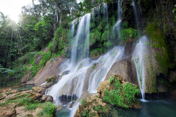 Fototapeta na wymiar Park Soroa, Soroa waterfall, Pinar del Rio, Cuba.