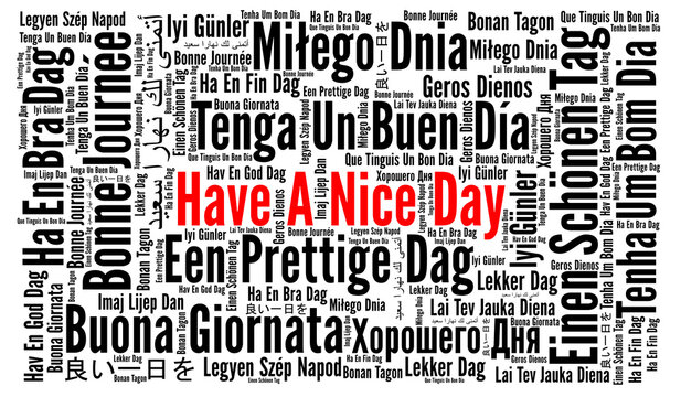 Have a nice day word cloud in different languages
