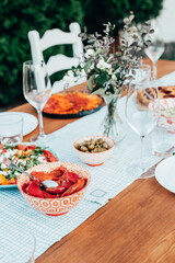 table served with food close up