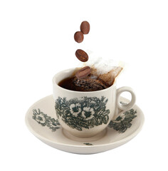 Kopi is a type of traditional coffee local to Singapore and Malaysia. It is a highly caffeinated black coffee served with milk and sugar.