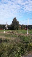 Fototapeta na wymiar power poles in the field