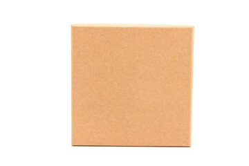 brown paper cardboard box on white background. Mockup for design