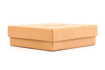 brown paper cardboard box on white background. Mockup for design