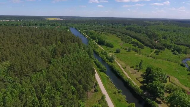 Summer drone view of Augustow Canal, Belarus
