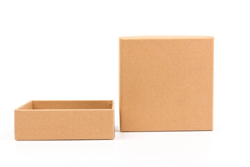 brown paper cardboard box on white background. Mockup for design