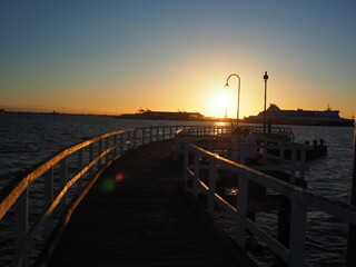 Obraz premium Lagoon Pier in the evening Location: Port Melbourne, Victoria Australia OLYMPUS DIGITAL CAMERA