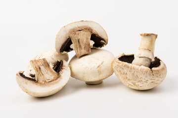 Fresh Champignon mushroom, isolated on white background. Close-up