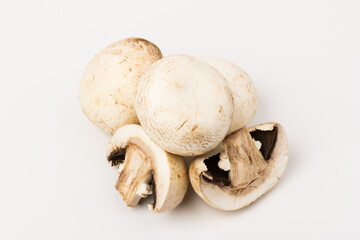 Fresh Champignon mushroom, isolated on white background. Close-up