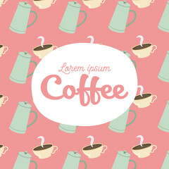 coffee pots and cups background vector design