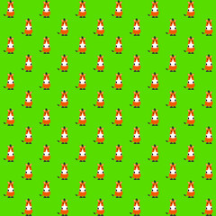 Brown horse with tail sitting front view with green background repeat pattern