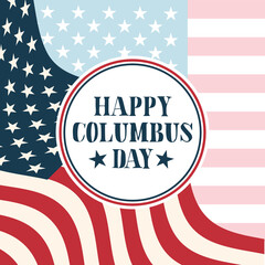 seal stamp on usa flag background of happy columbus day vector design