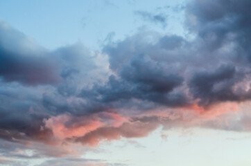 Sunset sky with big stormy clouds 