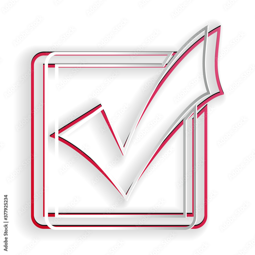 Poster paper cut check mark in a box line icon isolated on white background. tick symbol. check list button