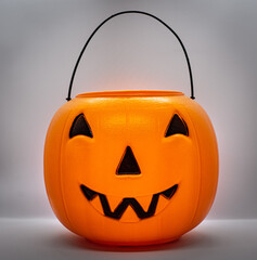 Classic Halloween trick-or-treating jack-o-lantern candy bucket © Joshua