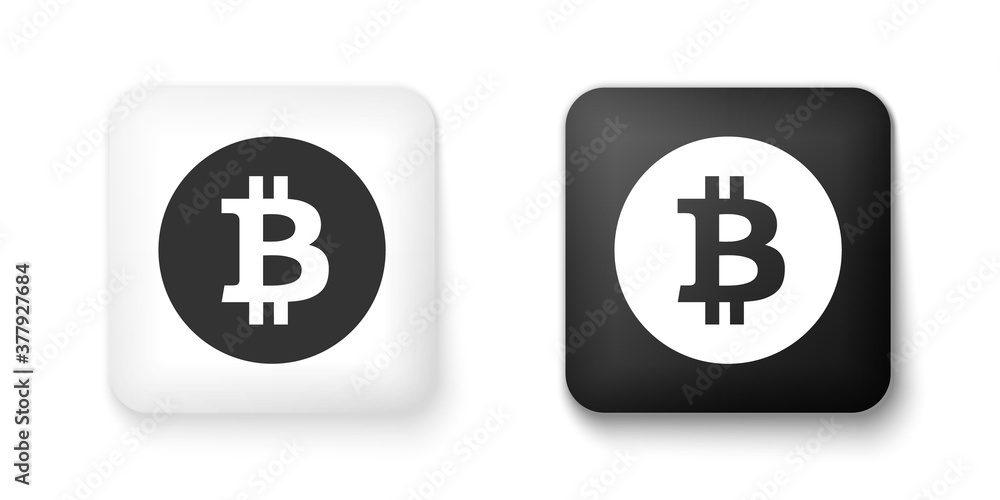 Poster black and white cryptocurrency coin bitcoin icon isolated on white background. physical bit coin. di