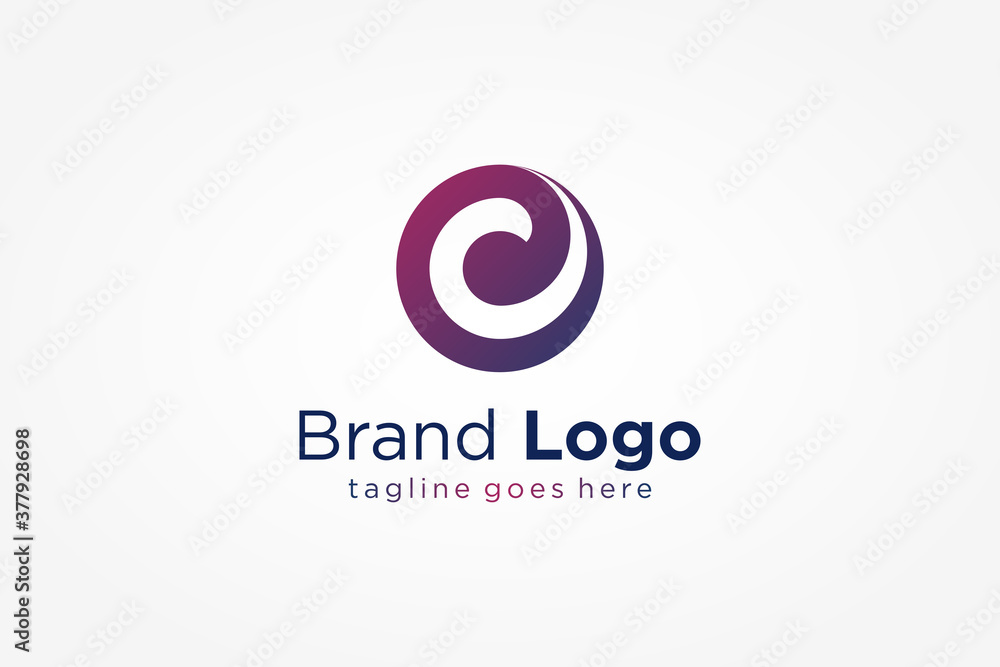 Poster abstract initial letter o and c logo. blue purple circle shape with negative space c letter inside. 