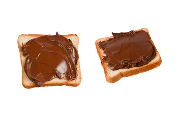 Сhocolate paste sandwich isolated on white background.
